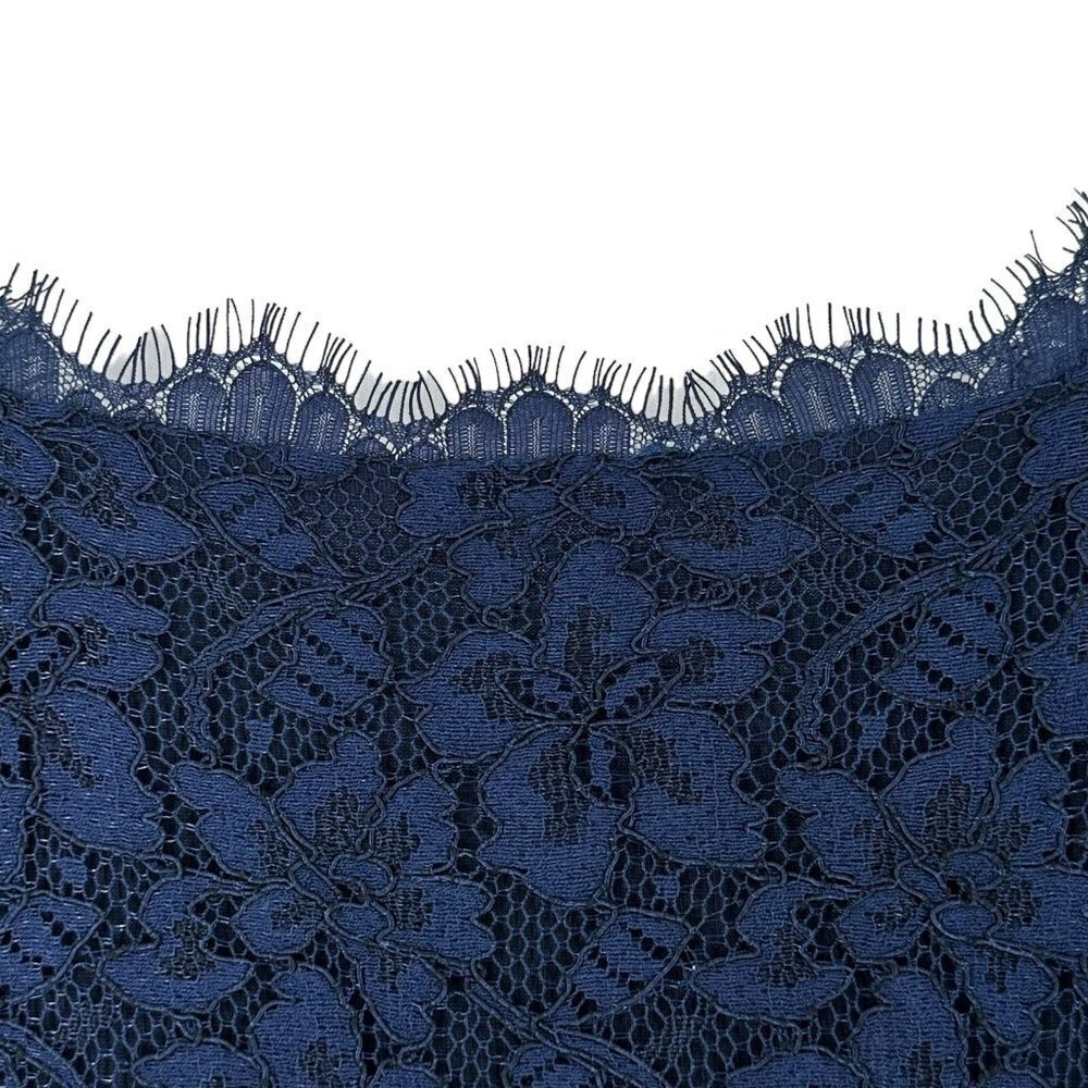 Diane Von Furstenberg DVF Colleen Navy Blue Floral Lace Sheath Dress Size 0 - Picture 6 of 9